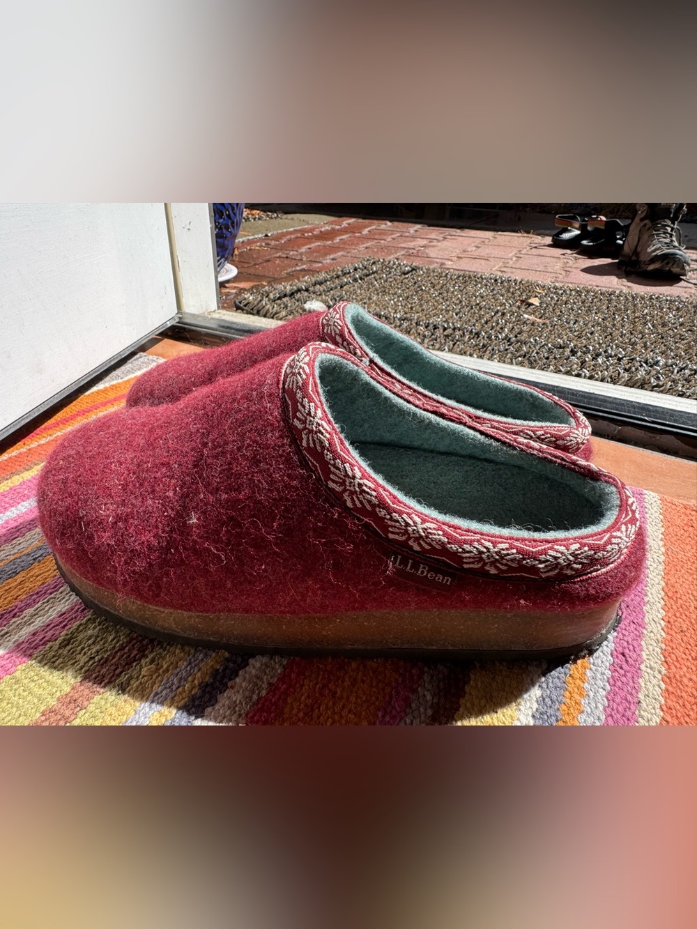 L.L. Bean Women's Burgundy Wool Slip-Ons